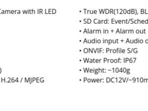 מצלמת LPR I6-320LPR-MVF2-7-22 בצינור עם עדשה משתנה חשמלית 7-22 מ"מ