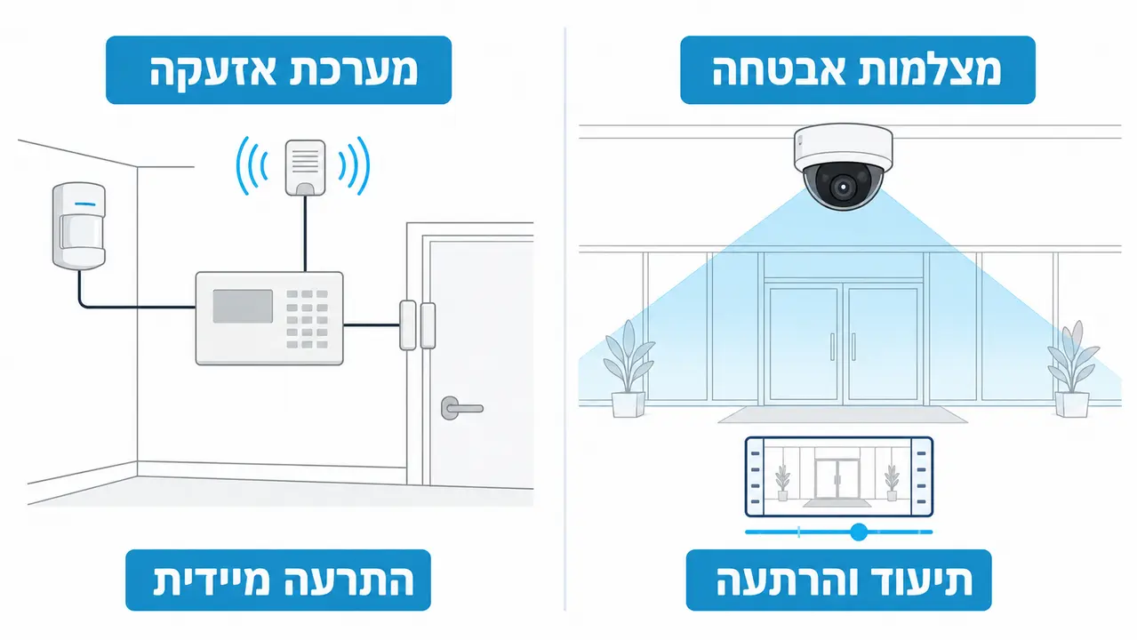 מה עדיף לבית או לבניין בגוש דן, מצלמות אבטחה או מערכת אזעקה?