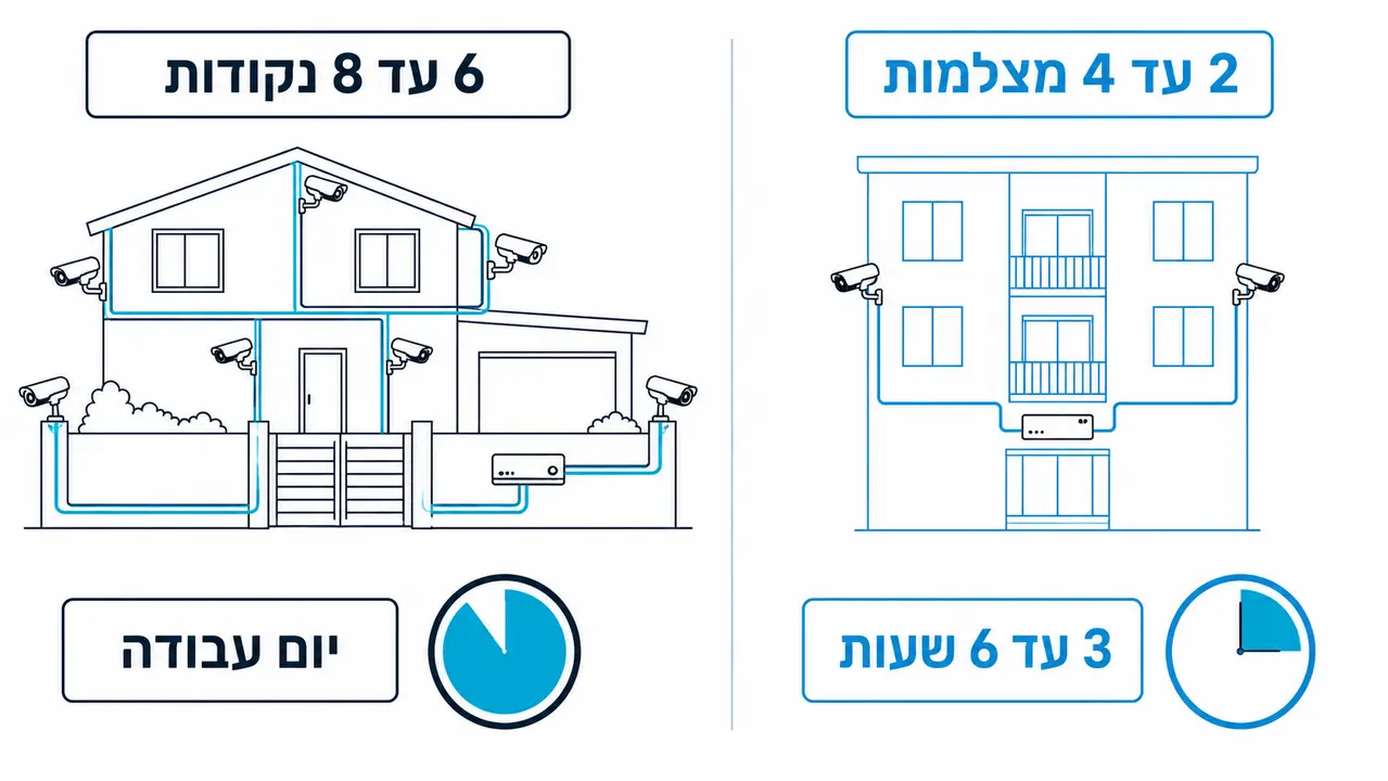 כמה זמן לוקחת התקנת מצלמות אבטחה בבית פרטי?