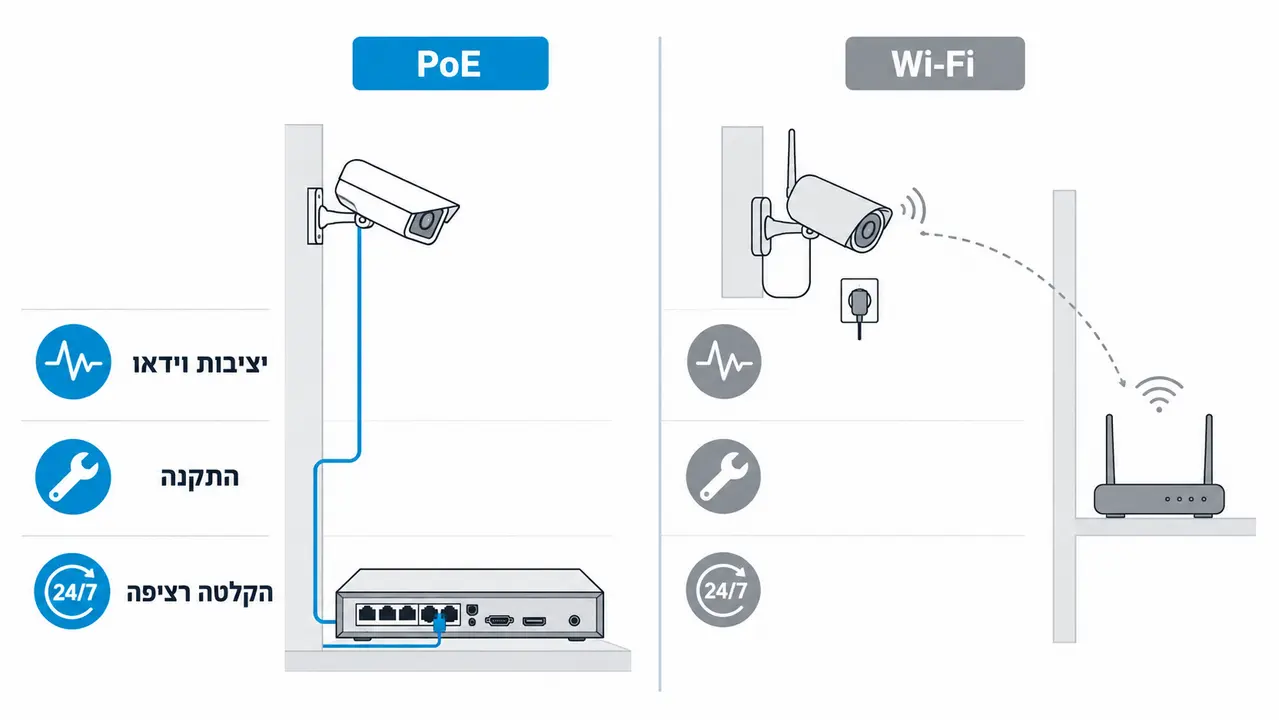 מה עדיף לבית, מצלמות אלחוטיות (WiFi) או מצלמות PoE?